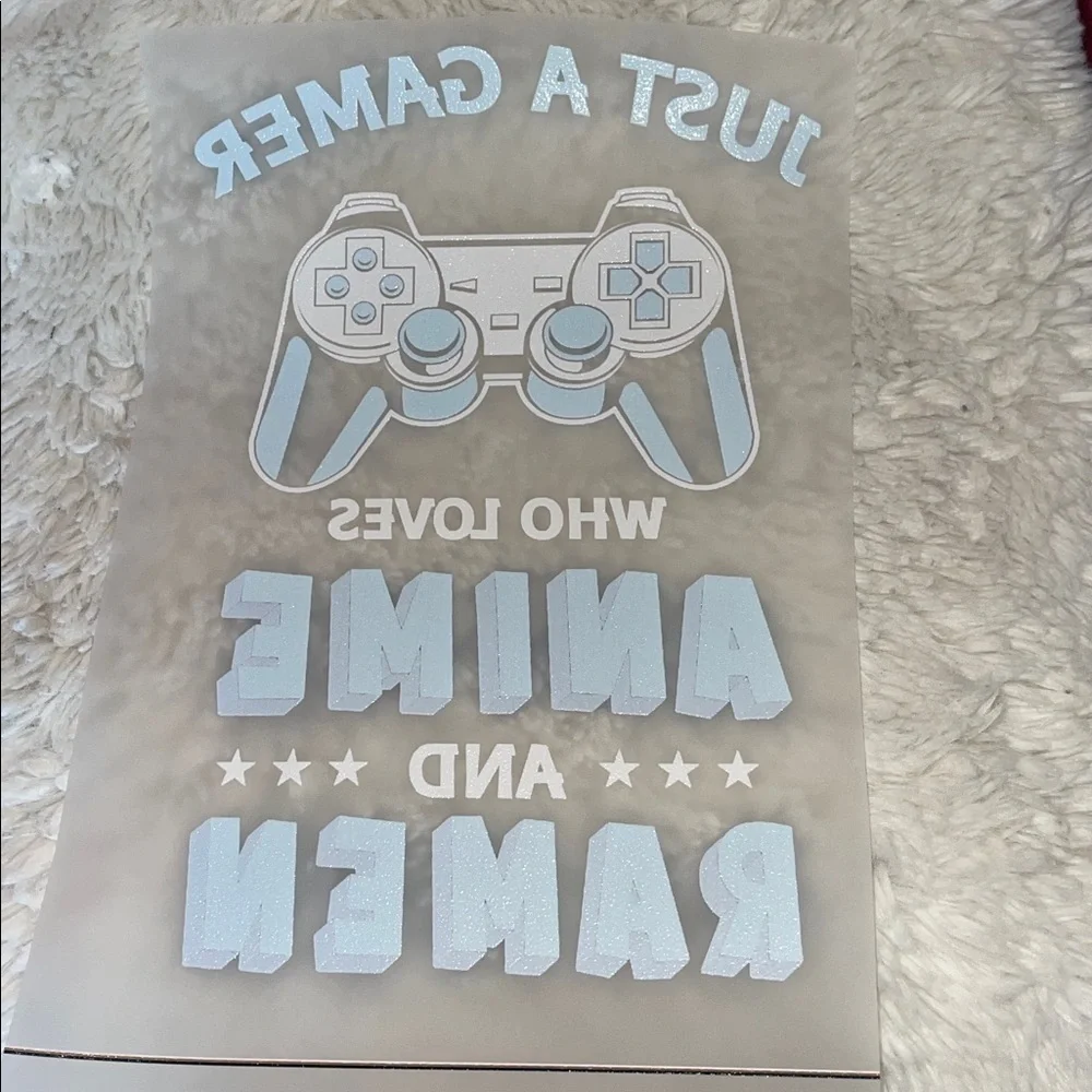 Blue and White Gamer T-shirt transfer NWT